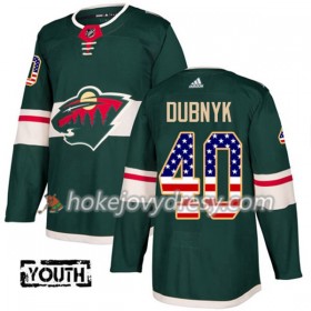 Dětské Hokejový Dres Minnesota Wild Devan Dubnyk 40 2017-2018 USA Flag Fashion Zelená Adidas Authentic